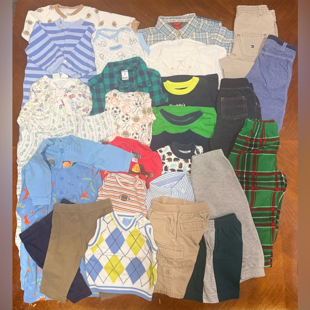 28pc Boys Outfit Lot | Sizes 0/3M to 2T | Mix & Match Sets, Tops & Bottoms